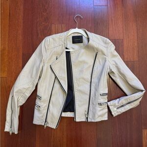 Blank NYC Light Beige Faux Leather Moto Jacket
